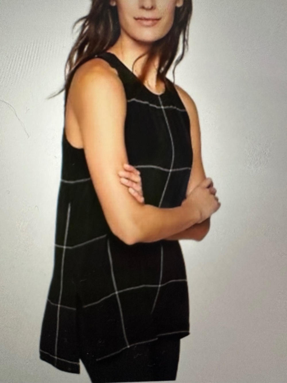 Athleta Black window paint 100% silk blouse